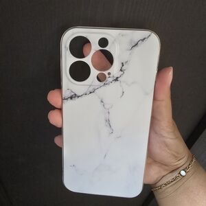 iPhone 13 Pro White Marbled Phone Case